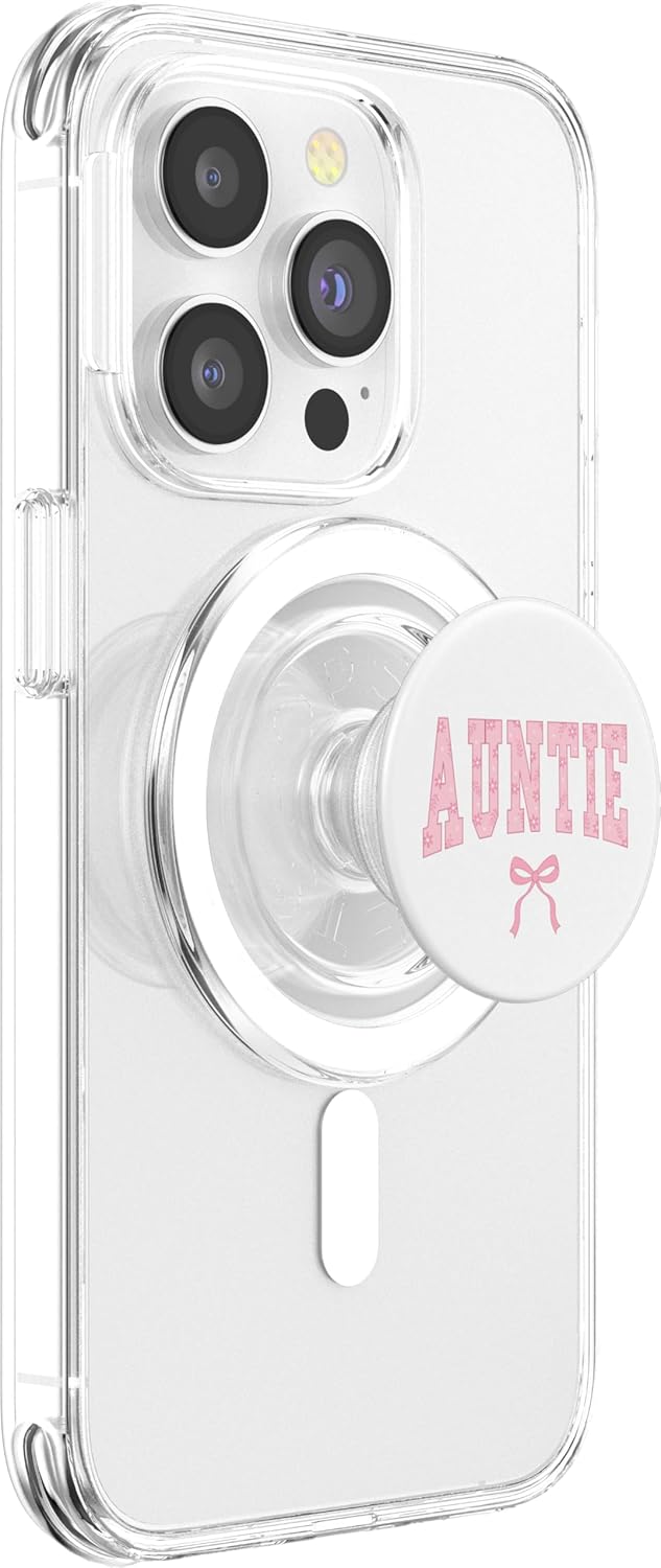 Cool Coquette Aunt Pink Floral Bows Best Auntie Baby Shower PopSockets MagSafe PopGrip for iPhone
