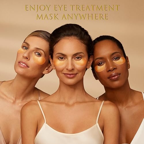 Miniatura 7 de Saimyo Máscara de ojos de oro de 24 quilates, 60 unidades, máscara dorada para debajo de los ojos, retinol y colágeno, tratamientos para ojos