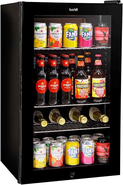 Baridi 85L Under Counter Drinks/Beer & Wine Cooler Fridge with Light, Black - DH13