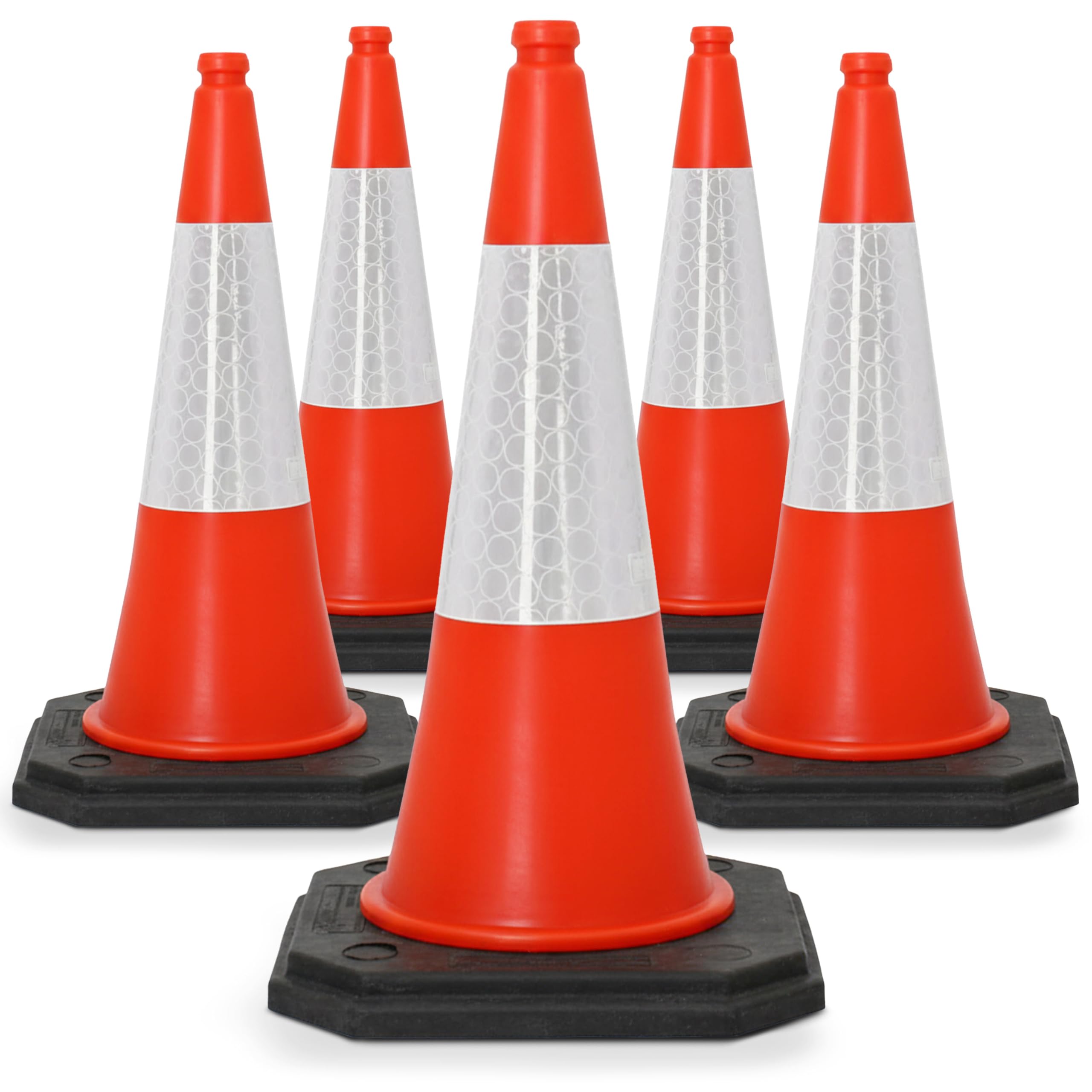 Street Solutions UK Orange Traffic Cones 750mm Pack of 5 - Heavy Duty Road Cones Large, Wind Resistant High Reflectivity No Parking Cones