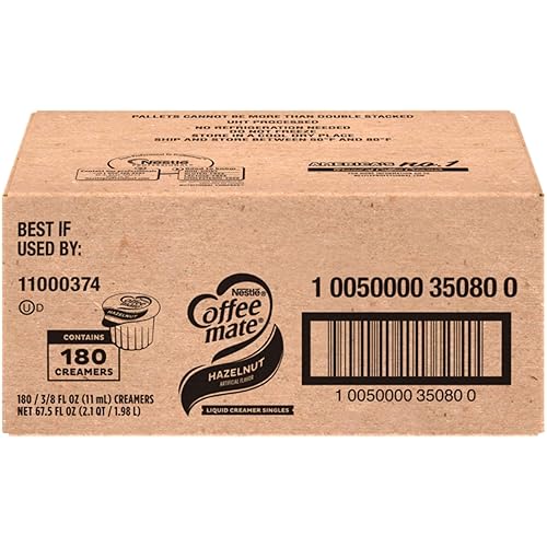 Vista 3 de Nestle Coffee Mate - Crema de café, avellana, crema líquida individual, caja de 180