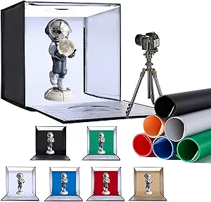 Photo Studio Light Box, 20"x20" Professional Photography Photo Light Box with 160 LEDs Lights & 6 Kinds Double-Sided Color Backgrounds for Product Picture Photography
