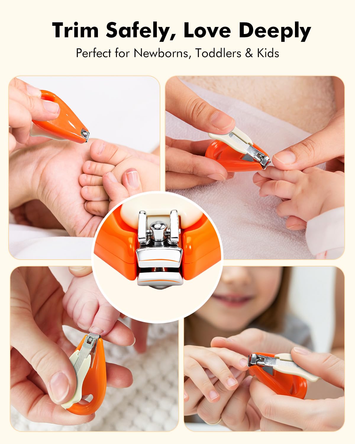 Tagliaunghie per Neonati con Lima, Tagliaunghie Delicato per Neonati e Bambini, Impugnatura Ergonomica di Sicurezza, Acciaio Inossidabile Antiruggine, Cura delle Unghie per Bambini