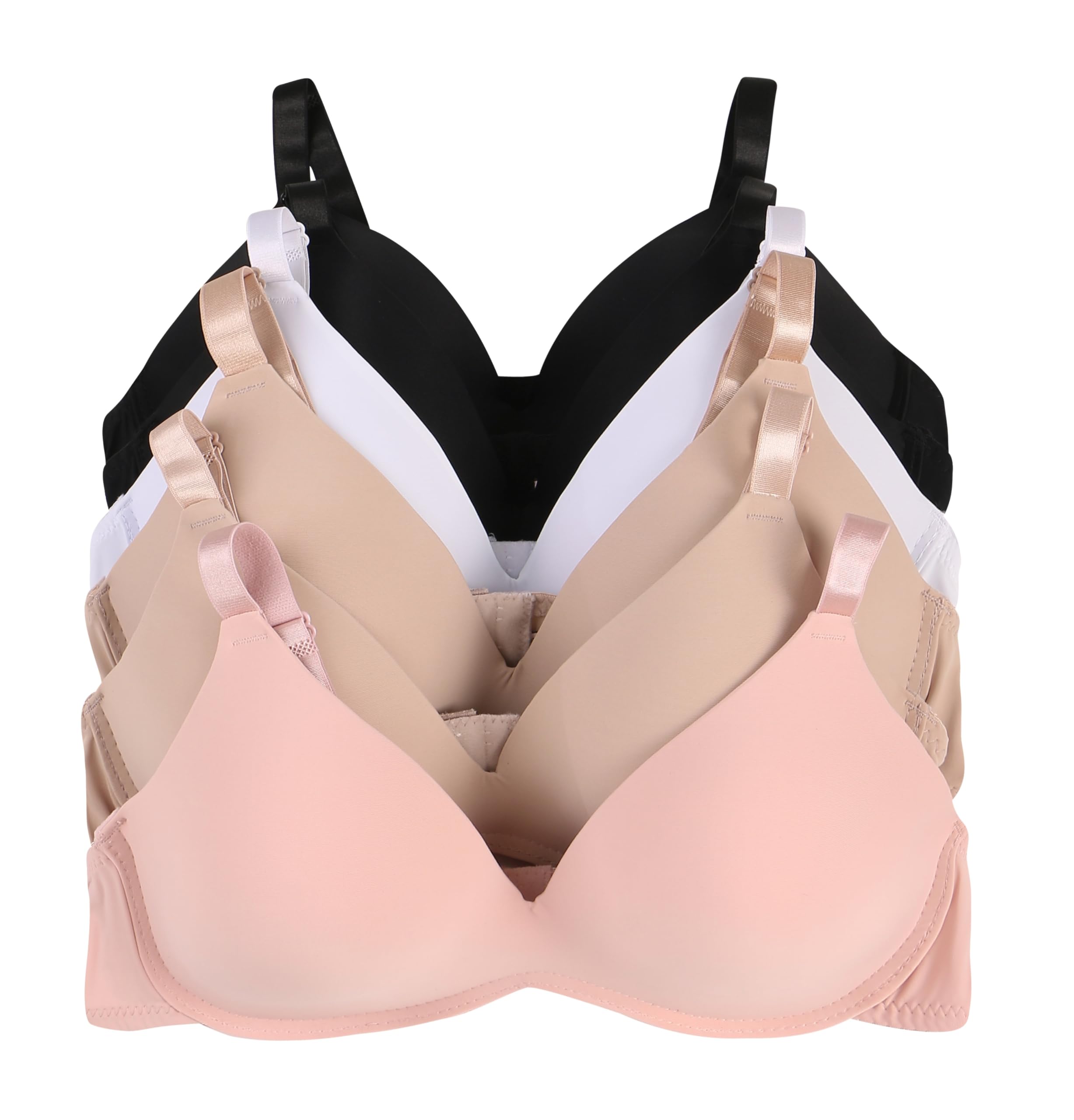 Viola's Secret 6 Pack of Color Print T-Shirt Bras B Cup C Cup and D Cup