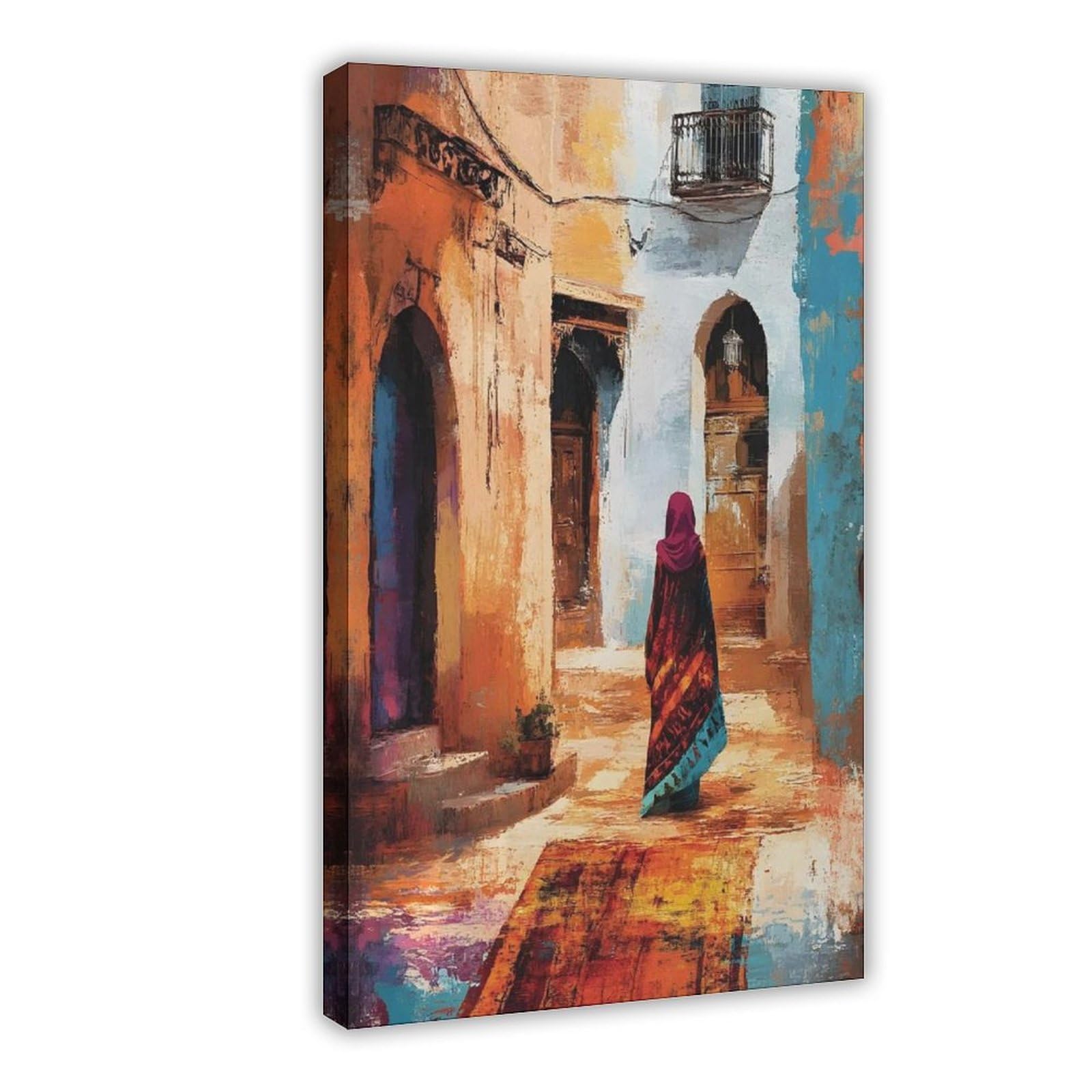Nffbgfd Moroccan Print, Arabian Street Canvas Poster Bedroom Decor Landscape Decor Gift 08X12inch(20X30cm)
