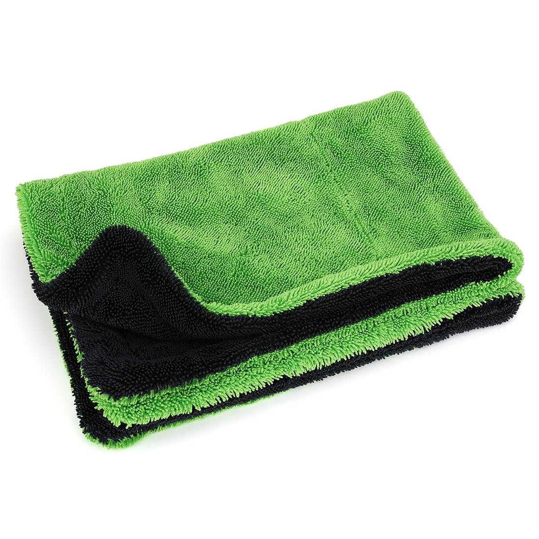 Photo 1 of 1200GSM Microfiber Car Drying Towel, Double-Twist Loop, Ultra-Absorbent, Quick-Dry, Lint- & Streak-Free, Scratch-Safe, for Car Wash & Detailing (1 Pack) (Dark Grey & Green, 16" x 24")