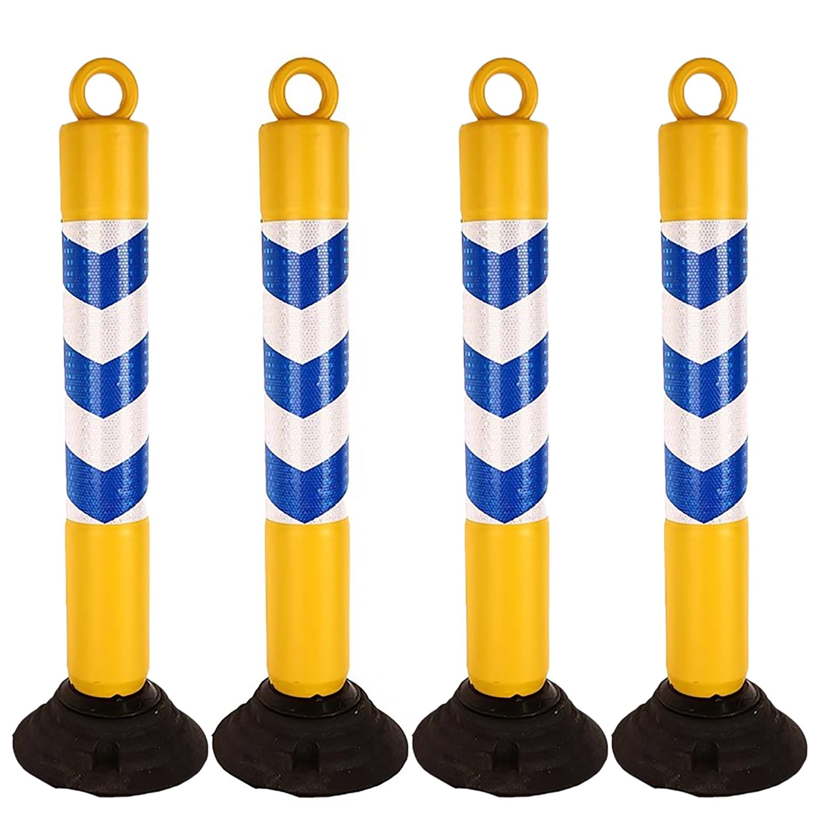 SaryEdge Flexible Reflective Safety Bollard Post with Base Kit for Portable Traffic and Parking Barrier Warning,Blue-4pcs,Blue-4pcs