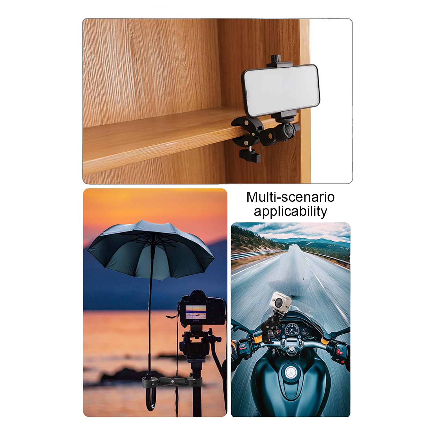 Accessori Per Insta 360 x4,Per Insta 360 x3 Kit Moto,Supporto Per Videocamera,Rotazione Di 360 Gradi,Doppio Morsetto,Alluminio,Doppia Stabilità,Per Insta360 x5,x4,x3,x2,Per One Rs,Per Ace,Ace Pro