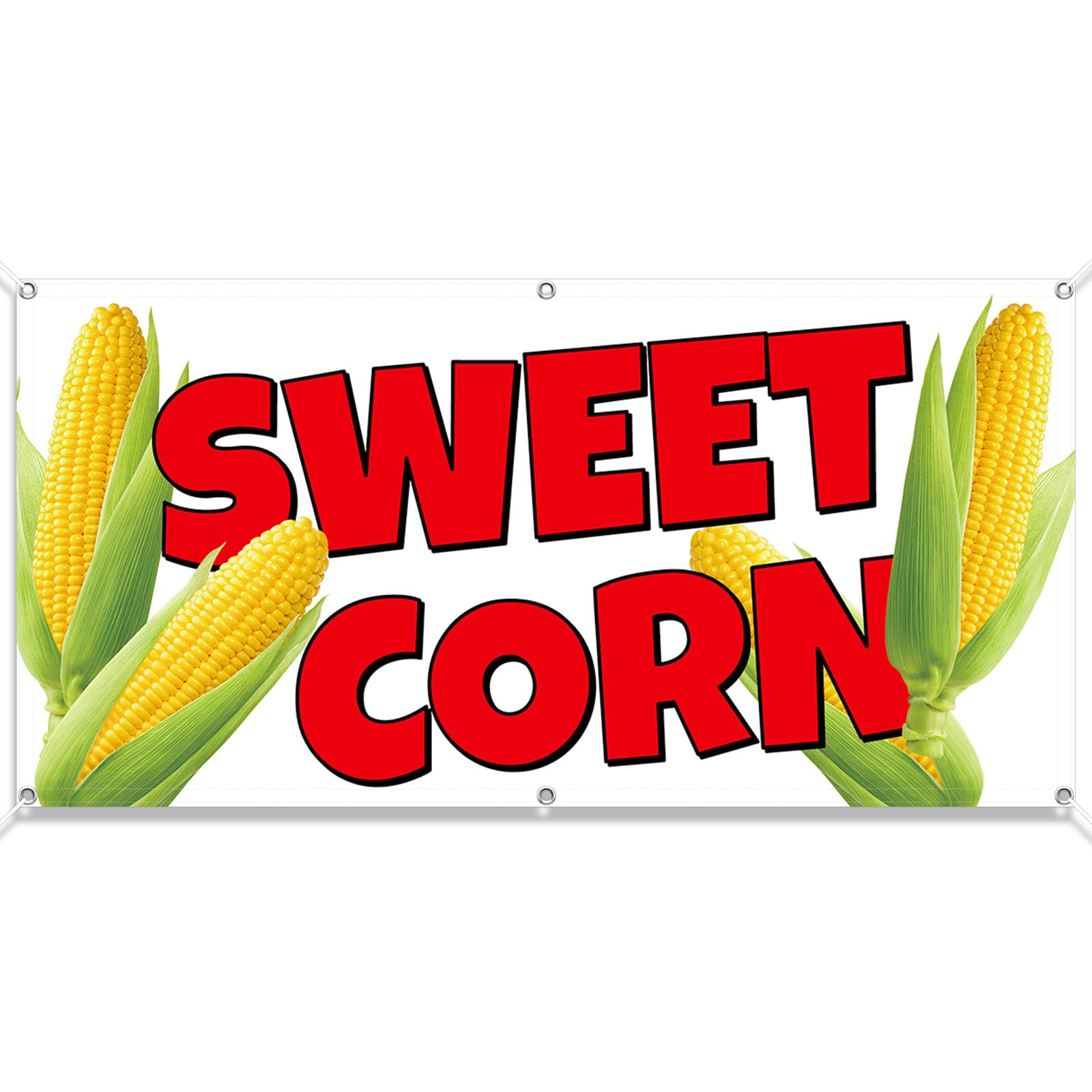 Tudomro 2x4 Feet SWEET CORN Banner Sign With Grommet Polyester Fabric Sweet Corn Directional Sign — image 1