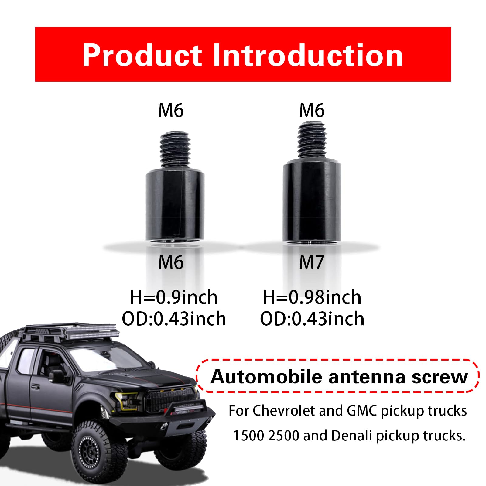 Slykew 7 PCS Car Antenna Adapter, Metal Bolt Kit, Signal Receiver Connection Parts, Automotive Repair Tool, Bolt Replacements, Compatible with Ford F150 Wrangler Jeep Chevrolet (Multicolored)