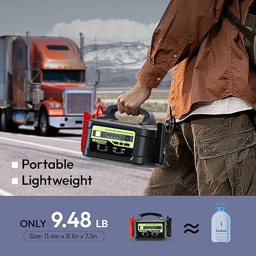 Miniatura 4 de YESPER Arrancador de 12 V24 V con carga rápida de 145 W, 6000 A 218 Wh, caja de arranque portátil de batería súper segura (hasta todo el