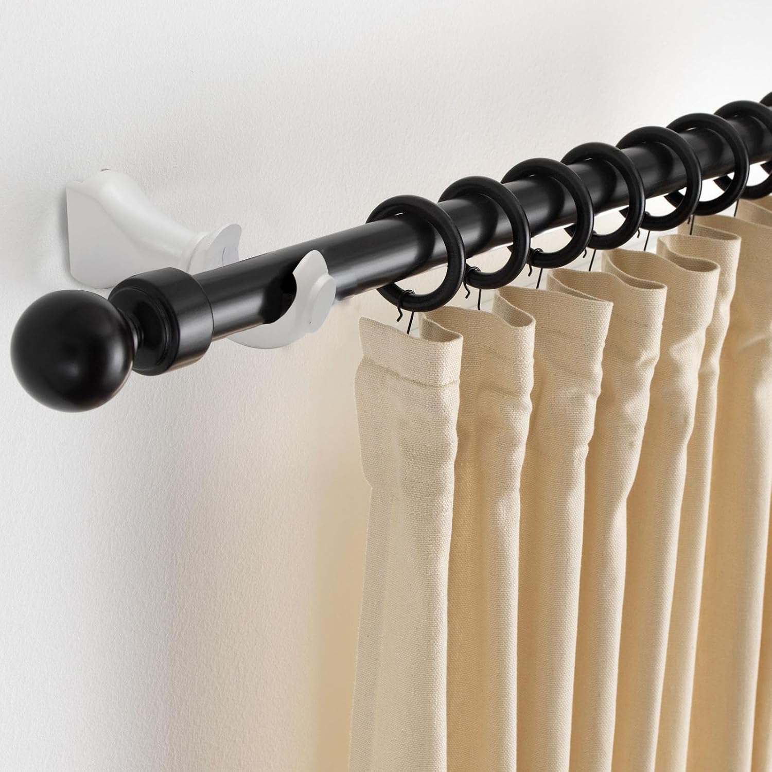HEVSTIL 2-Pack Wood Curtain Rod Brackets,Return End Brackets for 1-2/5" Pole for Curtain Rods, Wall Mount,White