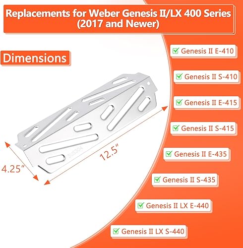 Miniatura 17 de QuliMetal 65505 Deflectores de calor para parrillas Weber Genesis serie 300 (control de montaje frontal), Genesis E/S-310, E/S-330 (2011-2016)