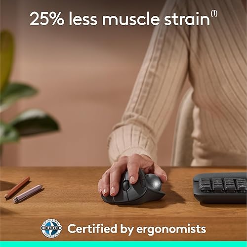 Miniatura 4 de Logitech Ergo M575S Ratón inalámbrico de Trackball, mouse ergonómico inalámbrico con Bluetooth y dongle cifrado, cómodo control de pulgar,