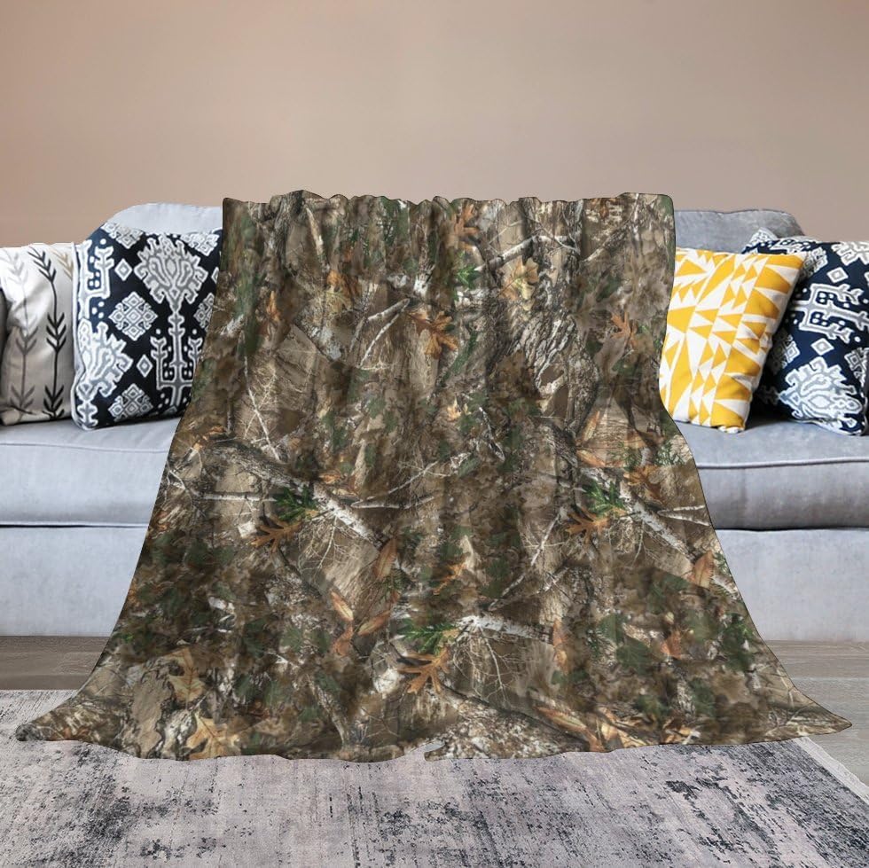 Oak Flannel Blankets, Green Forest Camouflage Design Throw Bed Blanket for Sofa Chair Bed 30"x40" - Image 6