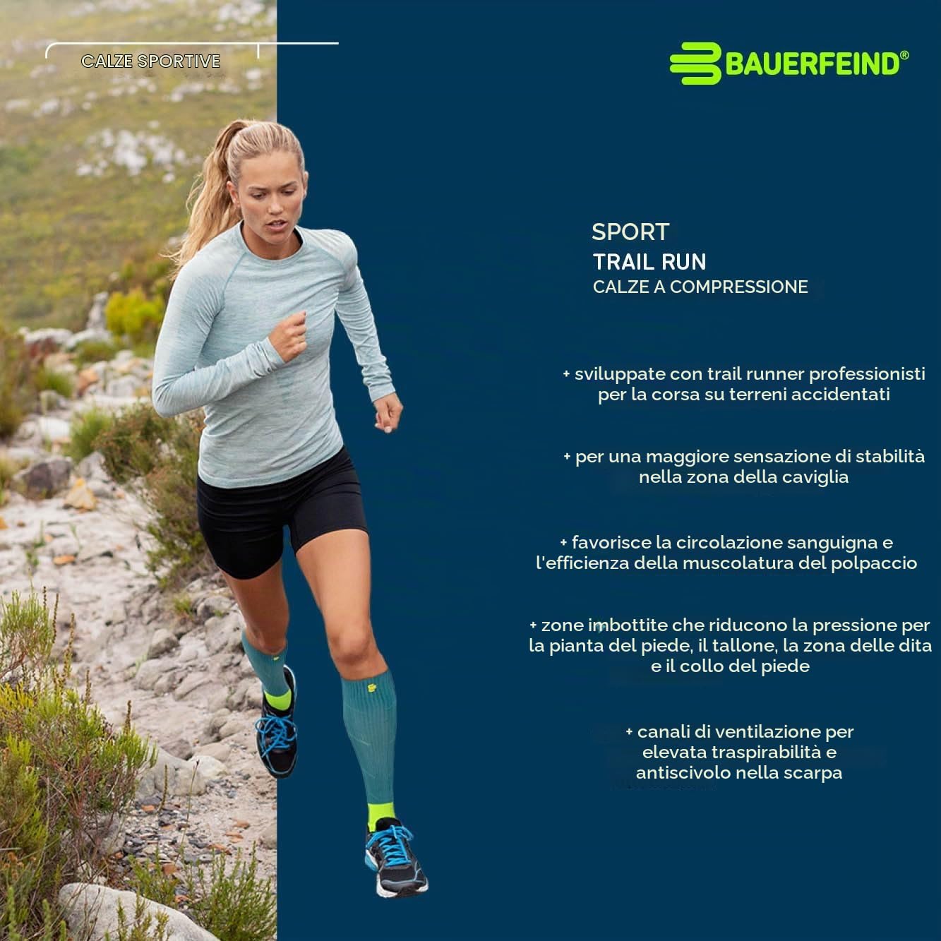 Bauerfeind Calzini da trail running "Trail Run Compression Socks"