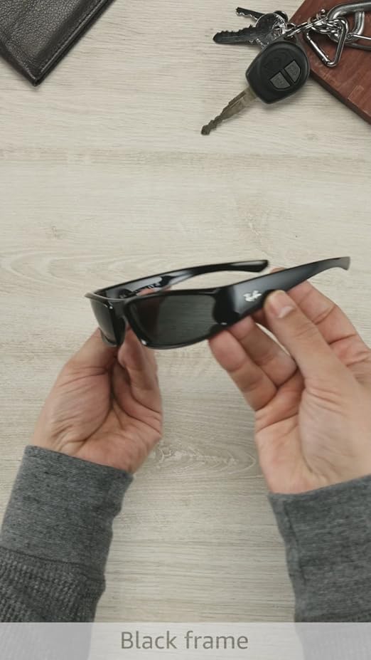 Amazon.com: Ray-Ban Unisex Rb4335 Rectangular Sunglasses, Black