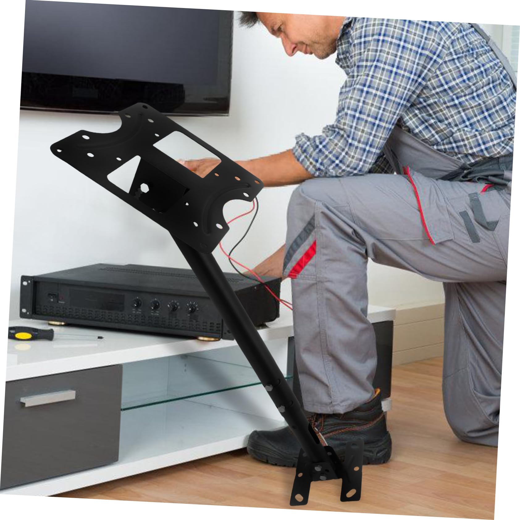 Supporto Tv a Soffitto e Parete per Monitor 14-42 Pollici | Acciaio Laminato a Freddo Nero, Rotazione 360°, Regolazione Altezza e Angolo, Uso in Balcone o Sala da Pranzo