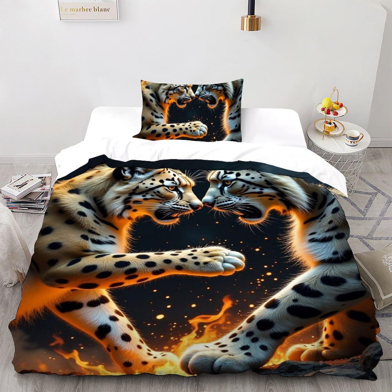 Housse de couette lion féroce 135x200cm pour éviter la décoloration au lavage