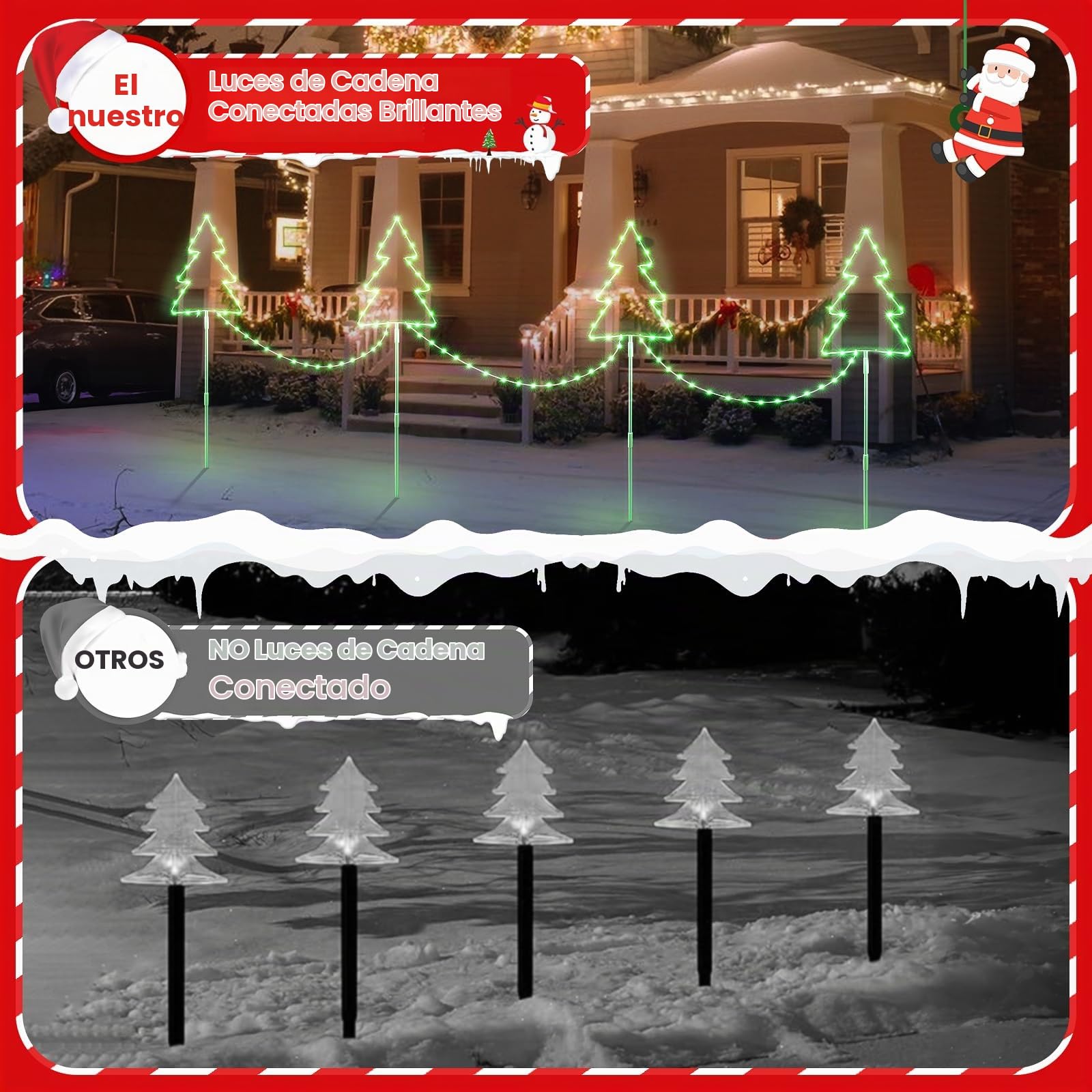 Quntis 4 Pack Luces de Navidad Camino 160 LED Forma de Árbol Temporización 8 Modos IP65 Impermeable Decoración para Jardín Camino Patio Césped, Verde