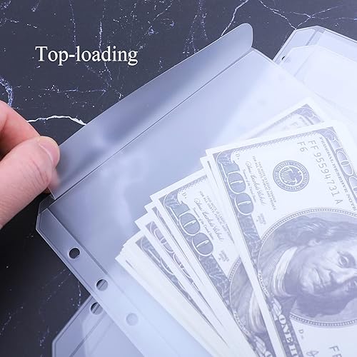 Miniatura 12 de Antner 12 mini bolsillos A7 con 6 agujeros sin cremallera, sobres de dinero para presupuesto, organizador de dinero para carpeta A7 de 6 anillas