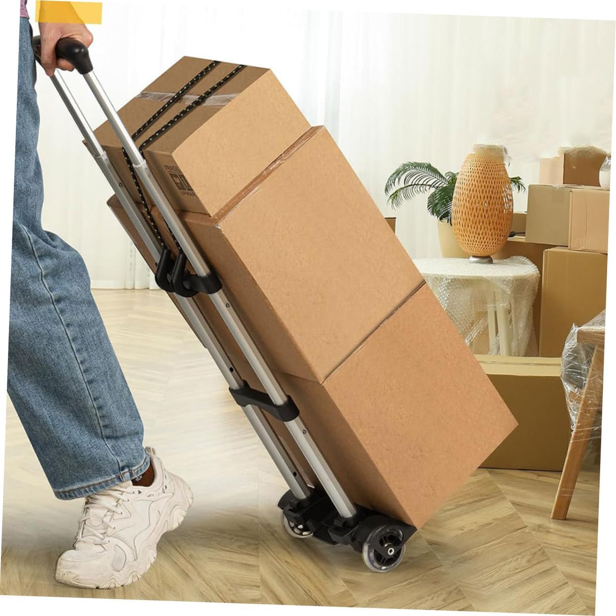 Folding Luggage Cart with Wheels Portable Collapsible Hand Truck for Travel and Moving Lightweight Dolly for Shopping and Office Use Heavy Duty Design