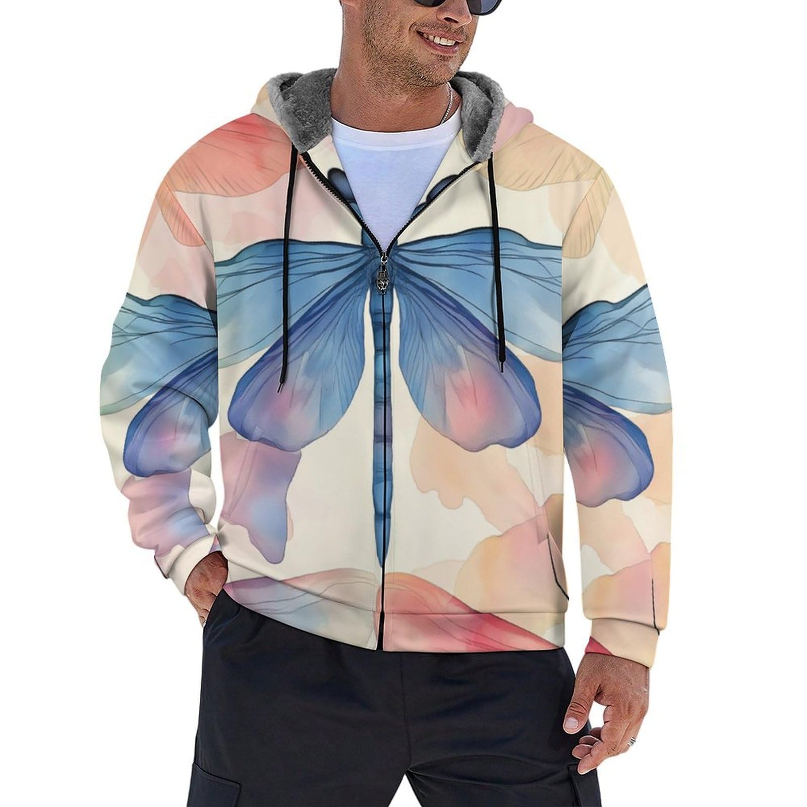Veste polaire homme motif libellule veste décontractée chaude grande taille pour le travail - 8