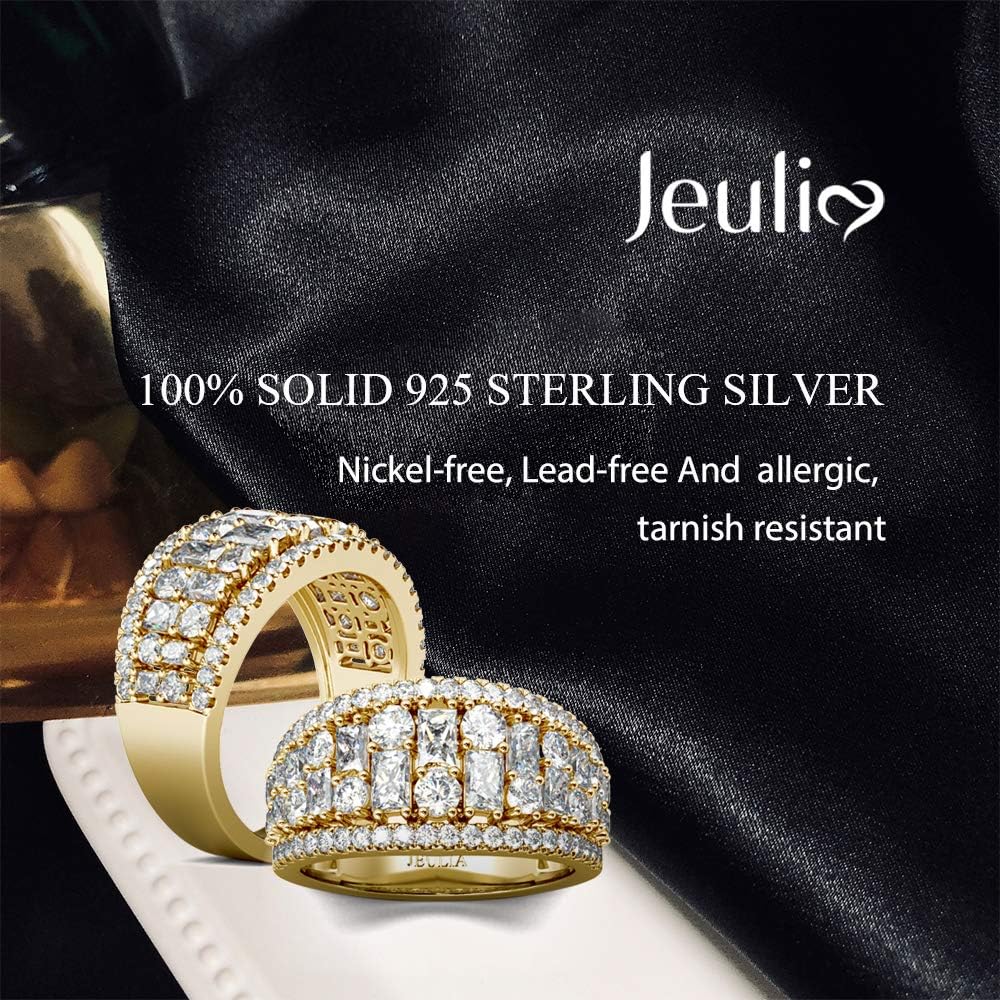 Jeulia Brilliant Diamond Band Rings for Women cz 925 Sterling Silver Ring Wedding Engagement Anniversary Promise Ring Bridal Sets Jewelry