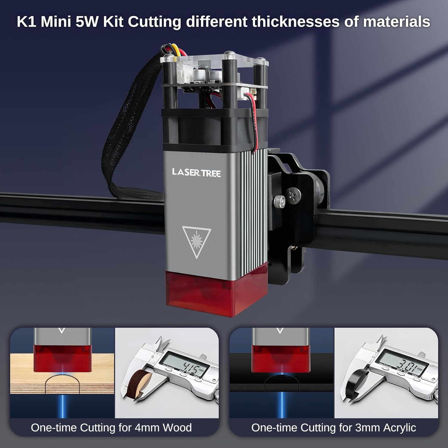 Laser Engraver, LASER TREE 5W High Precision Laser Engraving Machine, Eye Protection, Work Area 12 * 12 inches, Laser Engraver for Wood and Metal, Acrylic, Leather Class 4，5000mW