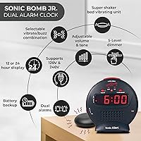 Vista 3 de Despertador Sonic Alert SBJ525ss Sonic Bomb Jr., negro/rojo