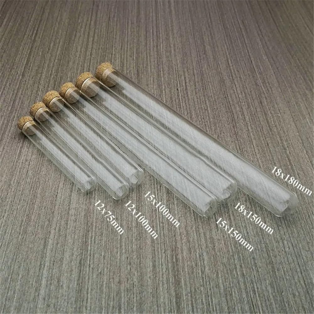 Attrezzature e forniture di laboratorio 50 pz/lotto DIA 12mm 13mm 15mm 18mm Tubo di vetro trasparente da laboratorio con tappo sughero Contenitore for fiale a fondo tondo Forniture