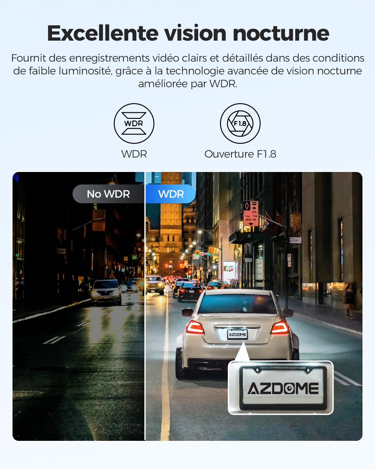 AZDOME 4K WIFI GPS Dashcam Caméra de Voiture avec 170°Angle, Vision Nocturne, Enregistrement en Boucle, G capteur, Détection Mouvement, Monitor Stationnement Embarquée Enregistreur de Conduite