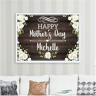 Rustic Mother's Day Banner, Personalized Mothers Day Sign Size 24x18, 36x24, 48x24 and 48x36, Moms Floral Banner, Happy Mother's Day Party Decorations, Wall Decor