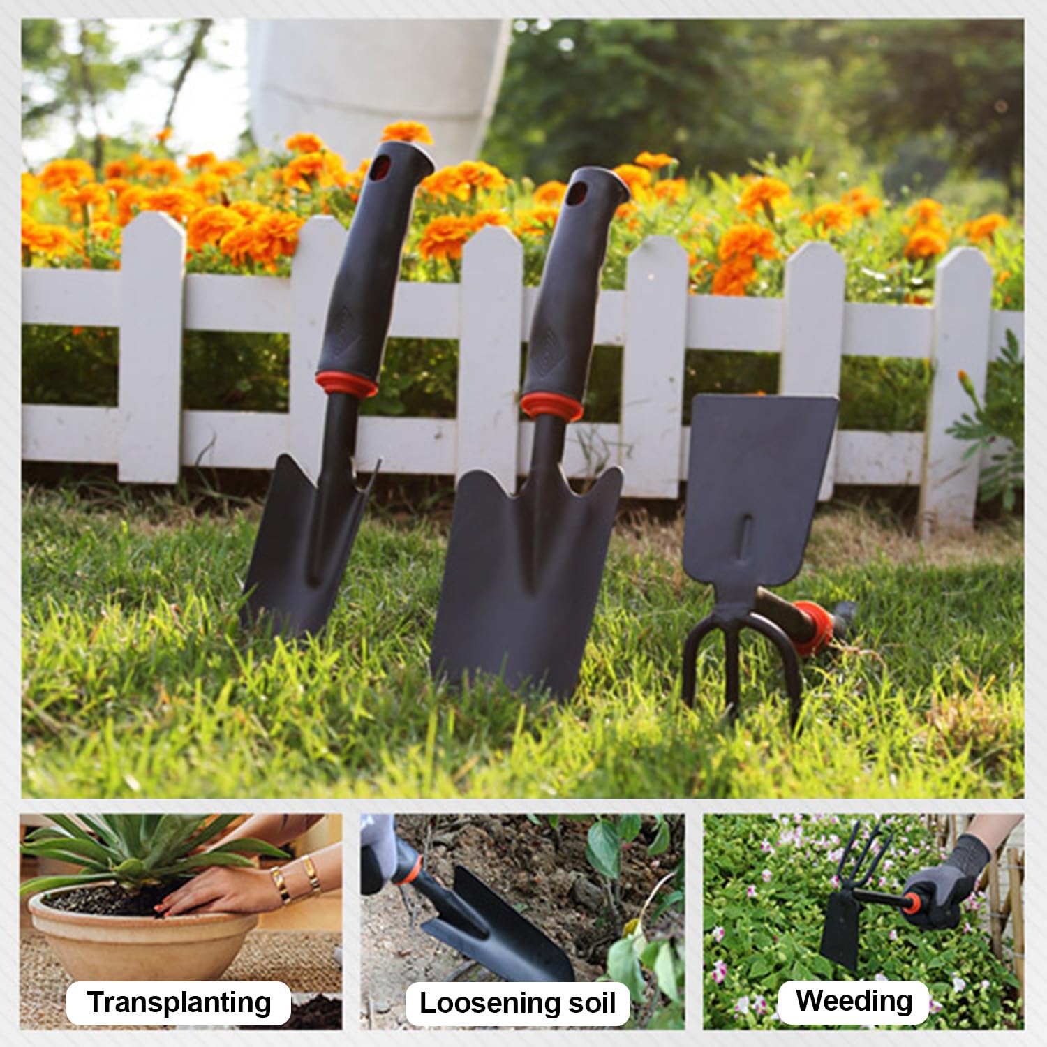 Herramientas Jardinería Pequeñas, 3 pcs Juego Herramientas para Bonsái, Kit Herramientas Jardineria, Herramientas de Jardín el Set, Jardin Herramientas de Mano, Pala de Jardín, Rastrillo,Planta