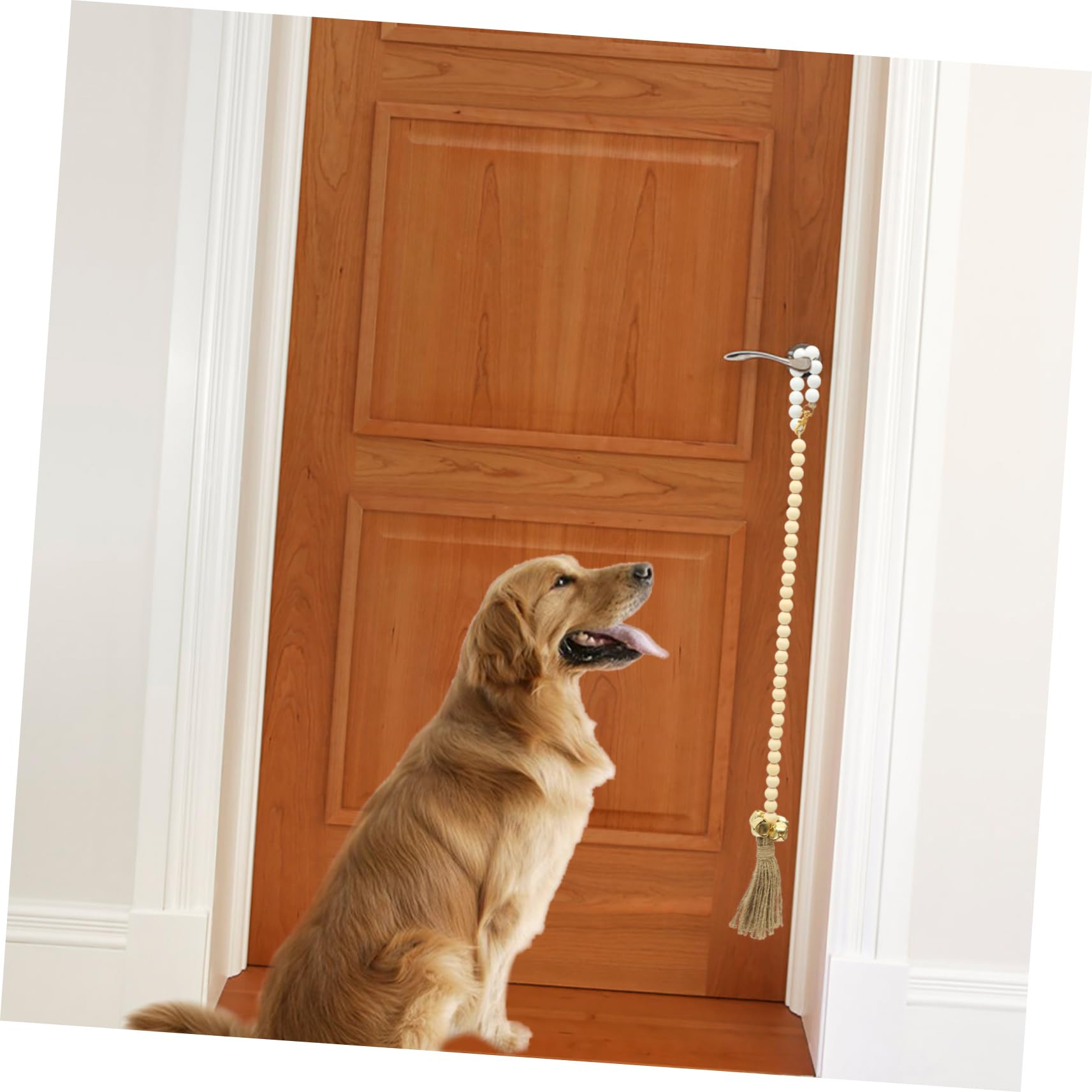 BESPORTBLE Puppy Door Bell Dog Bell Traction Rope Pet Training Tool Wooden Beaded Rope Easy to