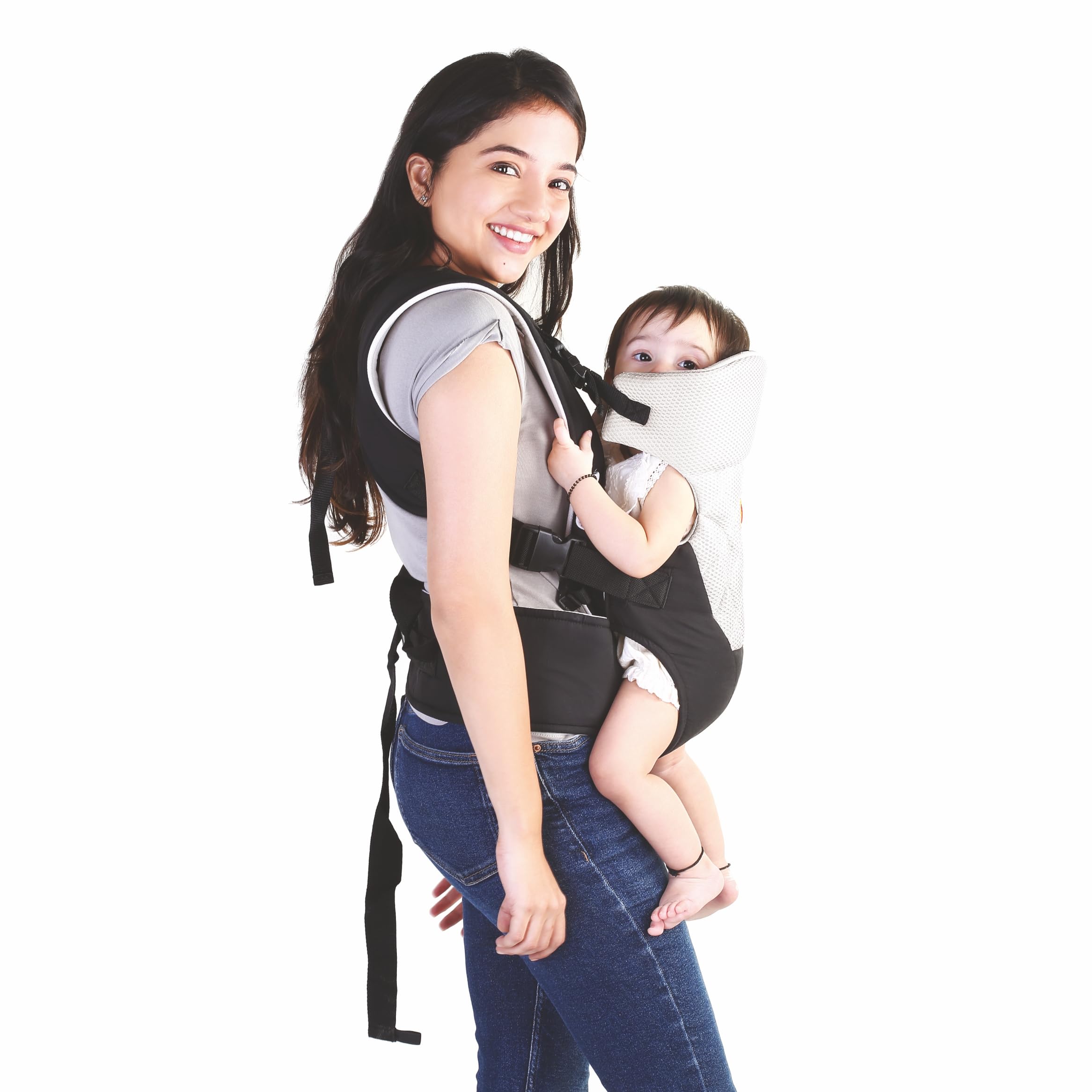 BeeBaby Omni Breathe Lightweight Adjustable 3 in 1 Carry Positions Breathable Air Mesh Baby Carrier or Baby Sling with Airflow (3.5-12 kgs, 0 to 2 Years Babies) (Ivory White)