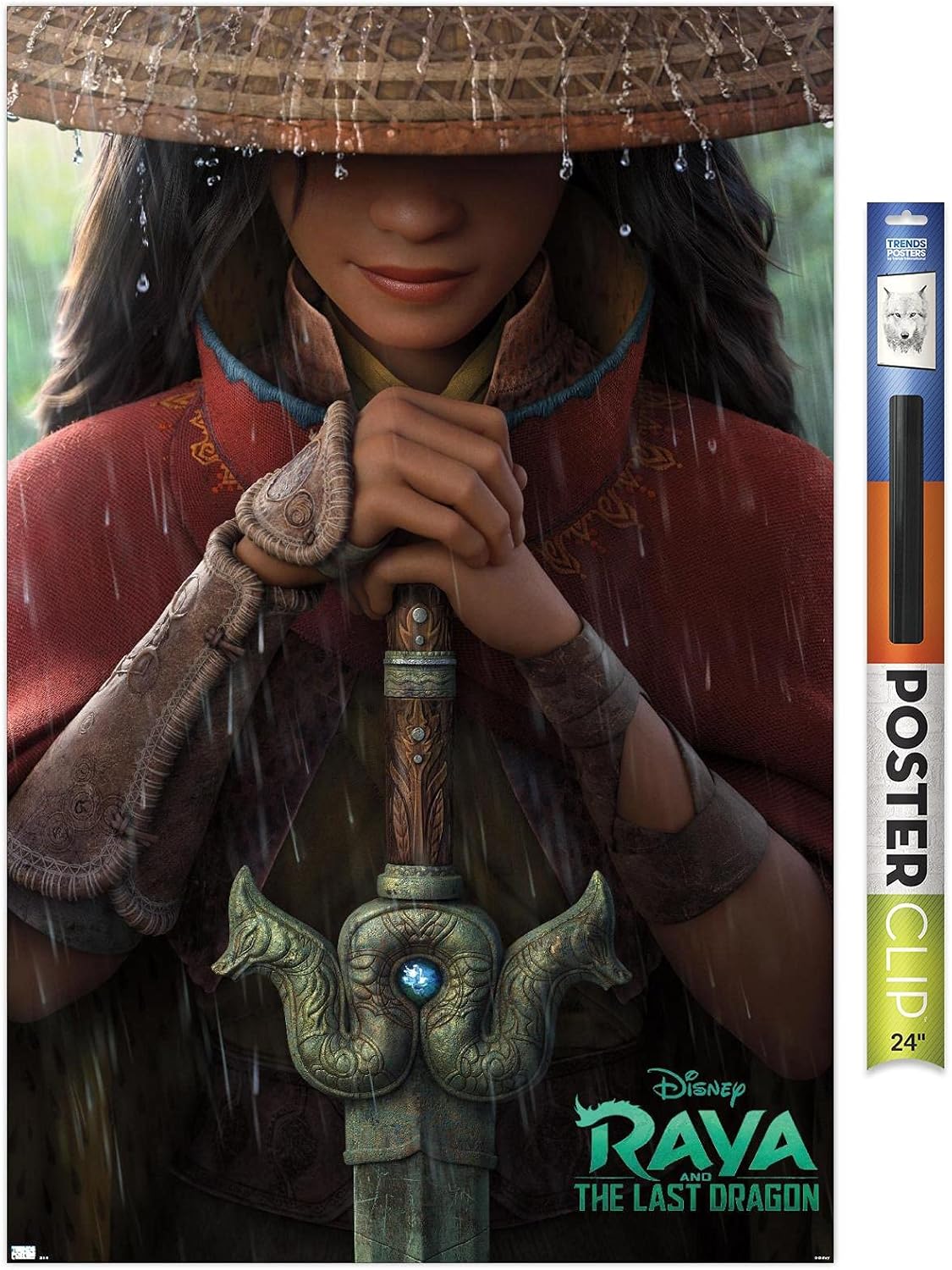 Trends International Disney Raya and The Last Dragon-Teaser Wall Poster with Magnetic Frame, 22.375" x 34", Print and Black Hanger Bundle