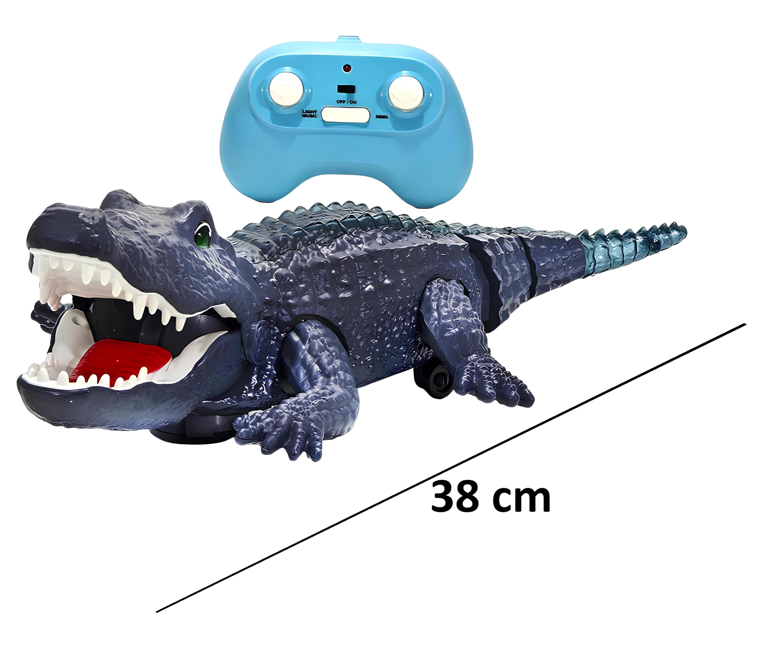 Pilot zdalnego sterowania krokodyl duży 38 cm gigantyczny aligator z muzyką światła realistyczny dźwięk chodzenie obraca głowę poruszaj ogonem światła LED wielokolorowe dinozaur krokodyl zabawka RC