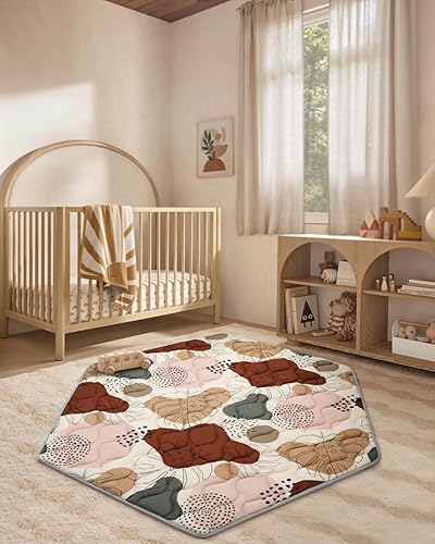 Miniatura 6 de Blissful Diary Tapete hexagonal para corralito de juegos, 52 x 48 pulgadas, suave, se adapta a regalo portátil de 48 pulgadas y corralito Hiccapop
