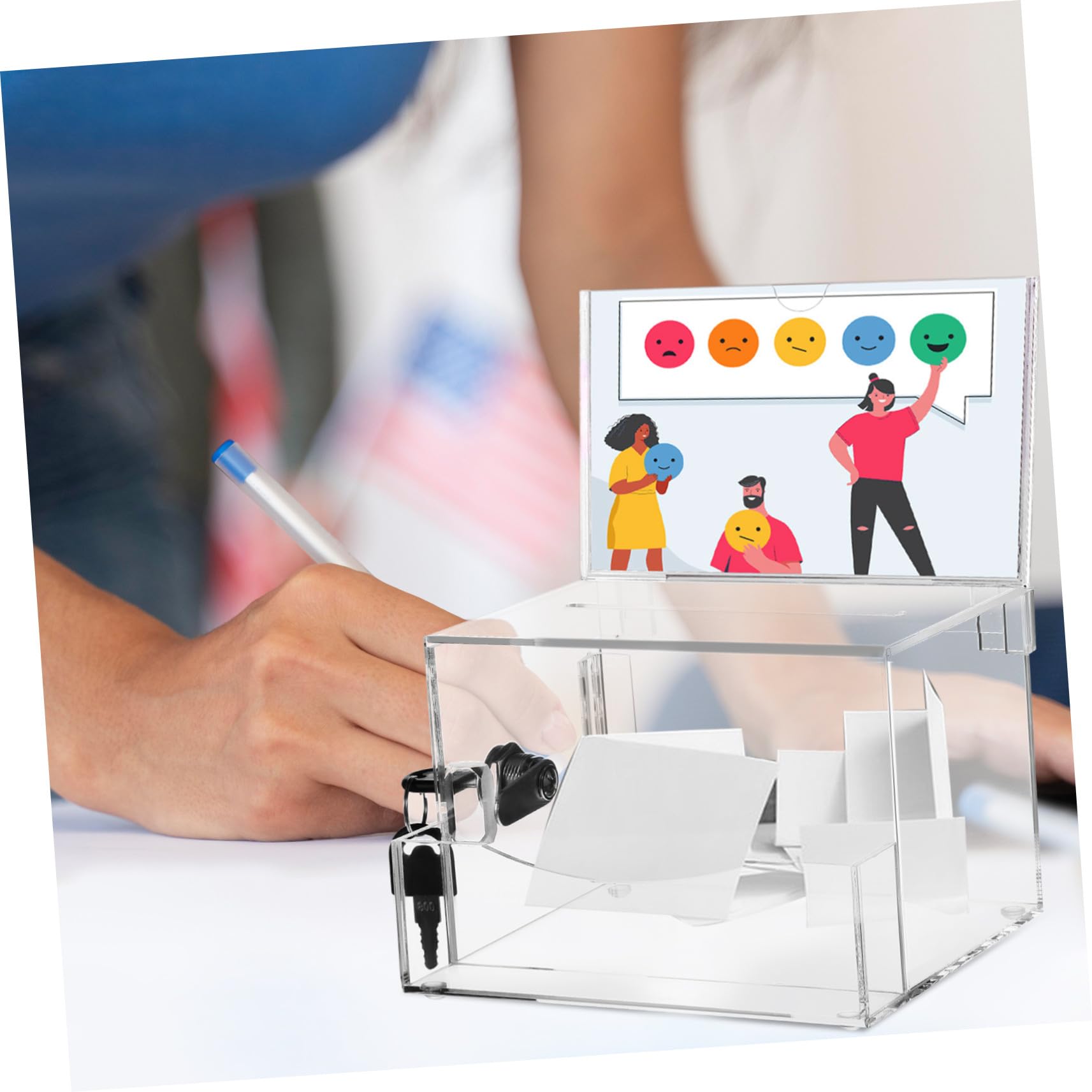 Spendenbox Acryl mit Fach Transparente Wahlurne aus Acryl Große Kapazität und Sicheres Design für Vorschläge und Abstimmungen Weiß und Elegant