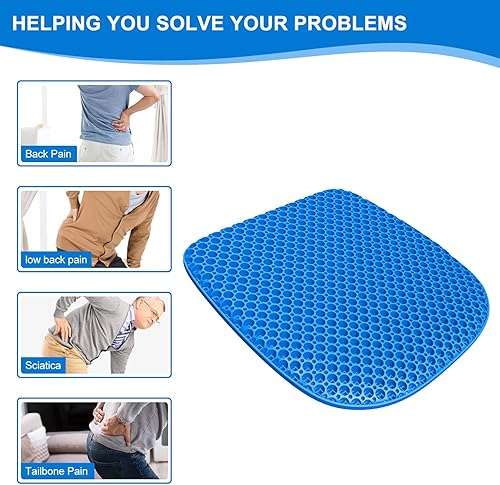 Miniatura 6 de Cojín de gel grande para asiento largo sentado (súper grande y grueso) con funda antideslizante, 17.7 x 17.7 pulgadas, suave y transpirable, cojines