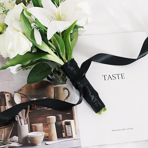 Vista 262 de TONIFUL - Rollo de listón de satén de color liso, para envolver regalos, manualidades, cabello, fiesta boda, tarjetas de invitación, ramos florales