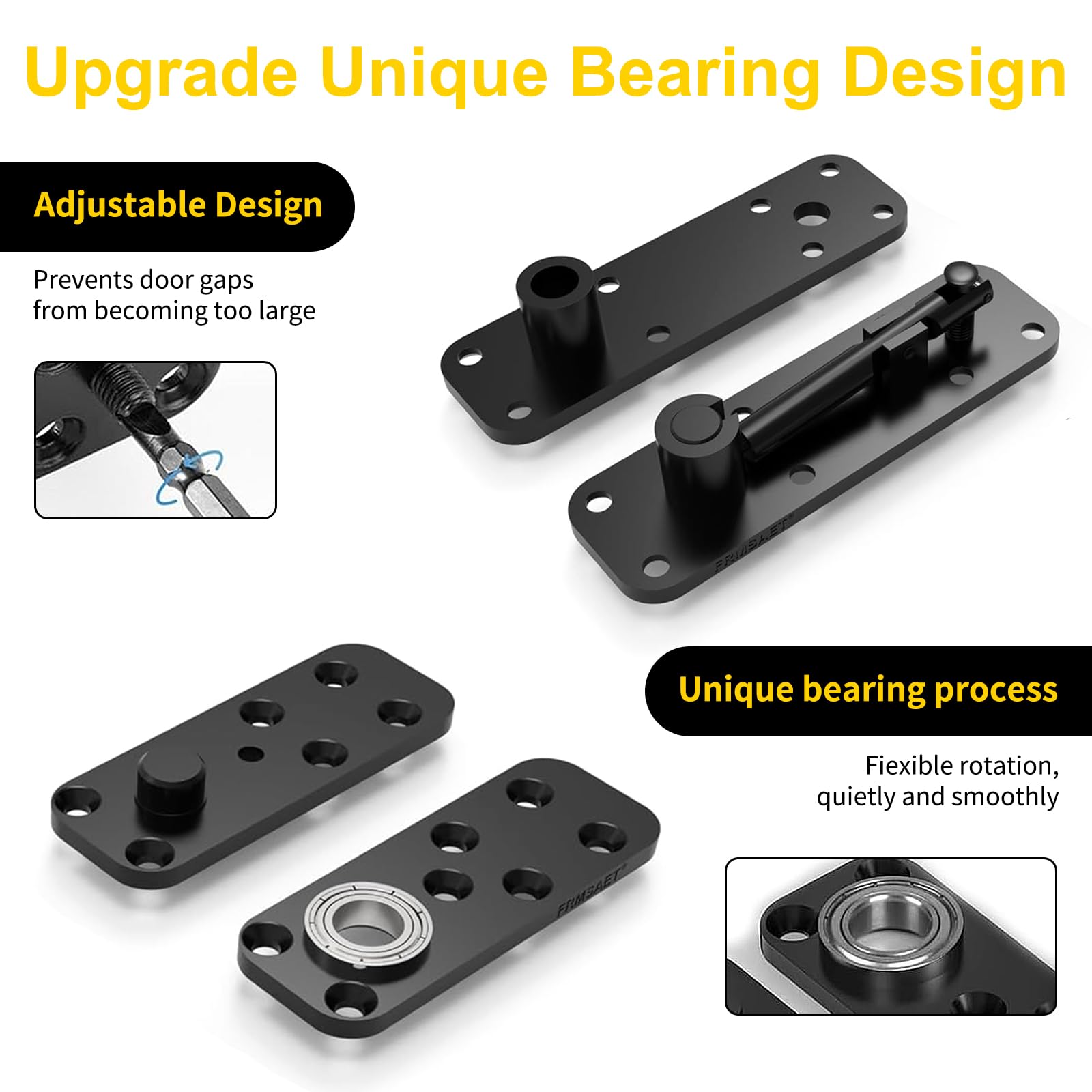 Heavy Duty Hidden Murphy Door Pivot Hinge Kit – 570 LBS Capacity, 360° Silent Rotation, Alloy Steel – For Secret Bookcase Doors