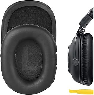 Geekria QuickFit Protein Leather Replacement Ear Pads for Logitech G Pro, G Pro X, G433, G233 Headphones Earpads, Headset Ear Cushion Repair Parts (Black)