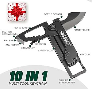 Stocking Stuffers for Men - Pocket Knife Gifts for Men, Keychain Multitool - Christmas Bulk Mens Gifts, Box cutter, Small Folding Knives for Everyday Carry - Edc Gadgets for Camping, Hiking, Fishing