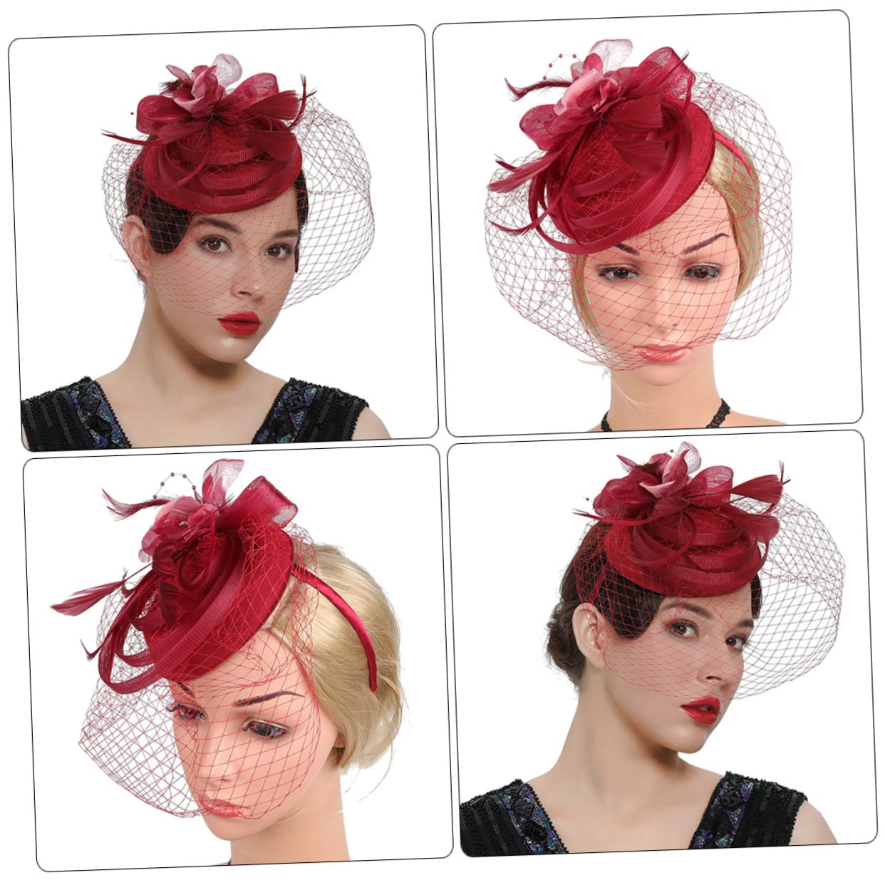 ABOOFAN 5pièces Fascinator Élégant Plume Et Tulle pour Mariage Accessoire De Cheveux Vintage pour Tea Party Et Événements Spéciaux Utilisation Barrette Ou -tête