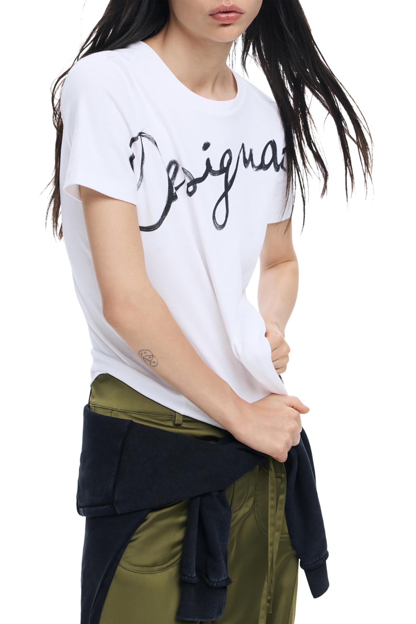 DESIGUAL T-SHIRT MANICHE CORTE DONNA BIANCO