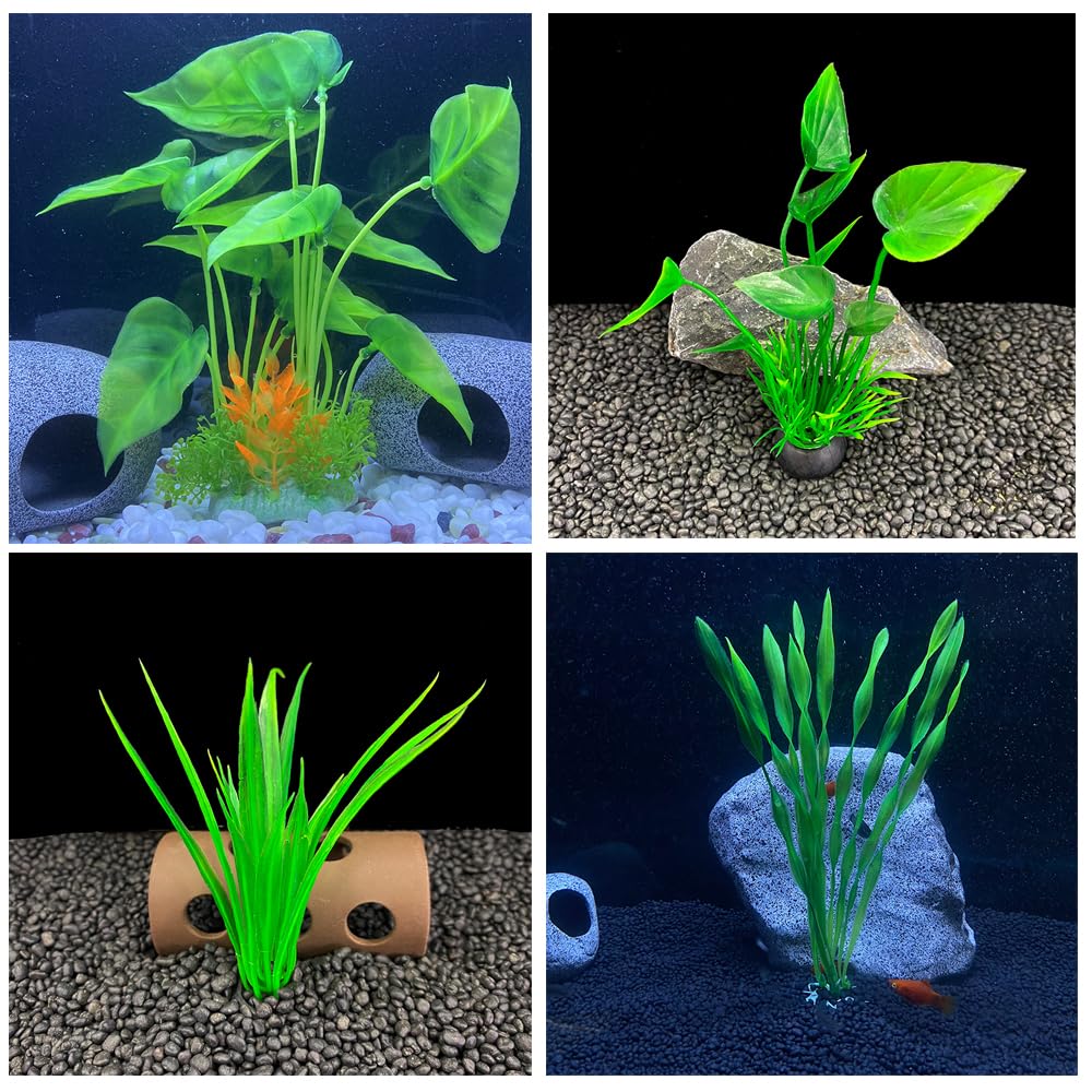 Décoration pour Aquarium, Vert Plastique Plantes d'ornement pour Aquarium, Décoration pour Aquarium Poissons (25pcs Vert C)