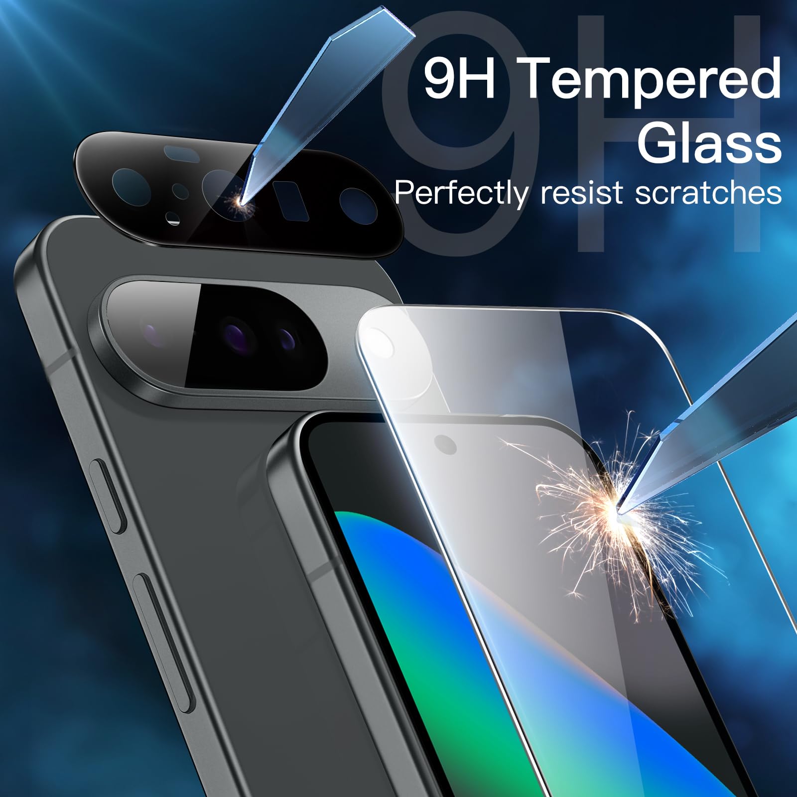 JETech Pellicola Protettiva per Google Pixel 10 con Protezione per Obiettivo della Fotocamera, Compatibile Sblocco Impronta Digitale, Vetro Temperato Film, HD Chiaro, Pacco da 2 Ciascuno