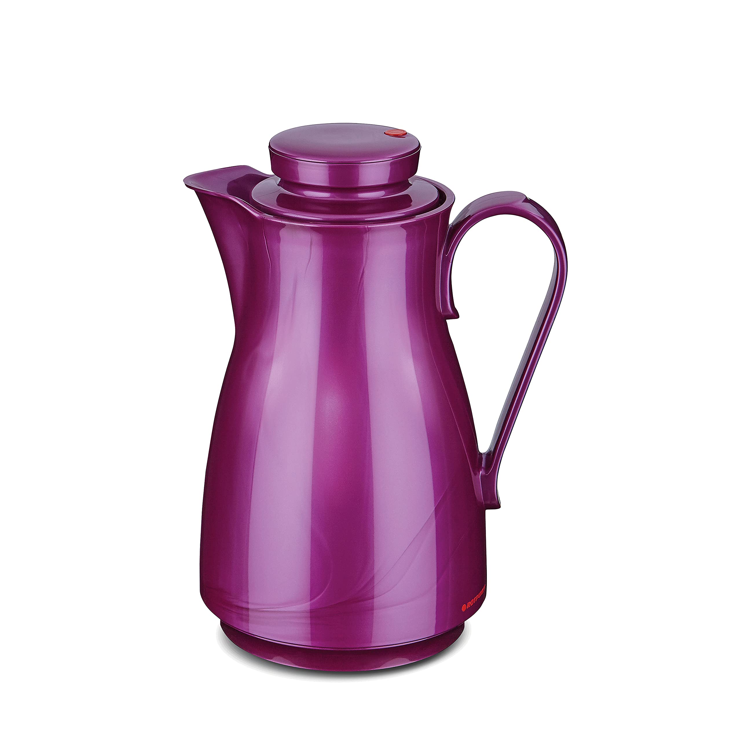 ROTPUNKT Isolierkanne 820 KARLA 1,0 l | Zweifunktions-Drehverschluss | BPA Frei- gesundes trinken | Made in Germany | Warm + Kalthaltung | Glaseinsatz | shiny grape